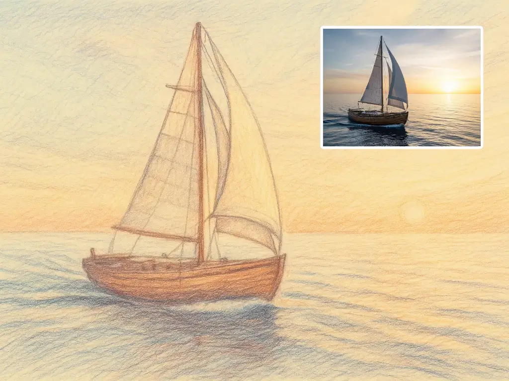 Colored pencil sketch illustrations