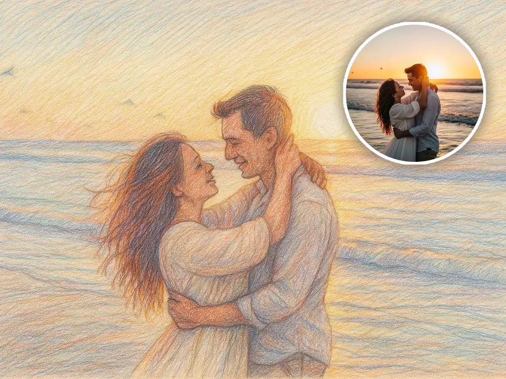 Colored pencil sketch portraits