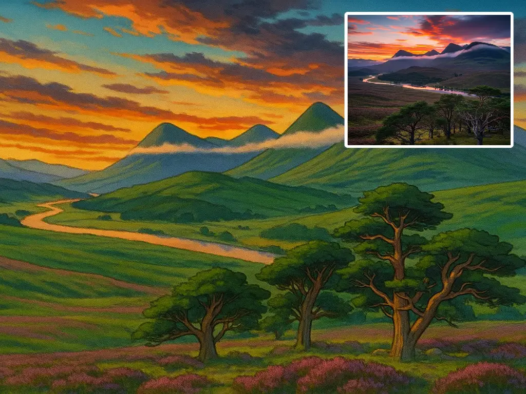 Ghibli AI landscape scenes