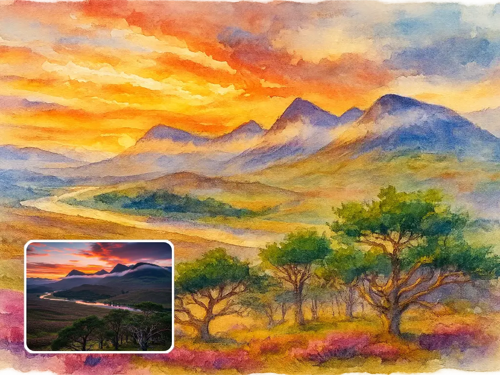 Watercolor painting landscapes